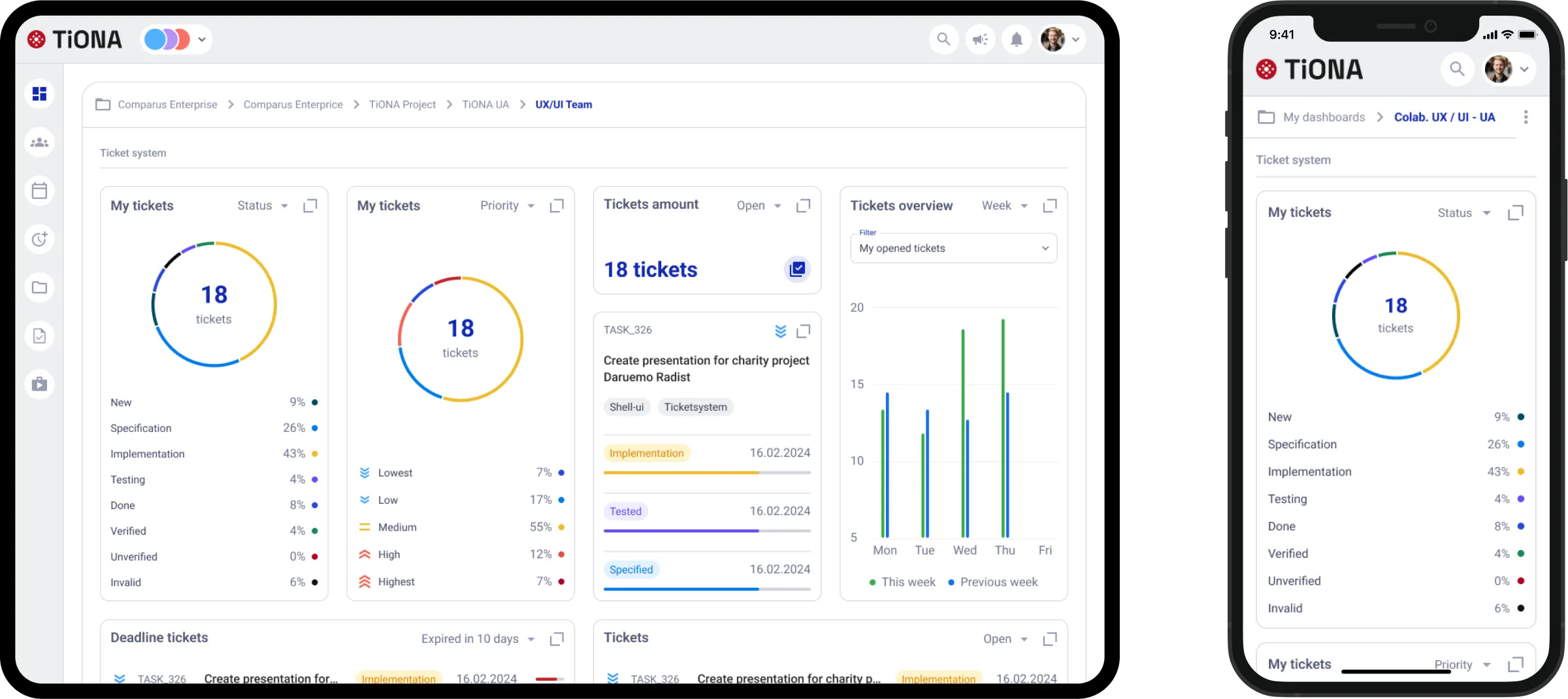 Tiona software on desktop and mobile